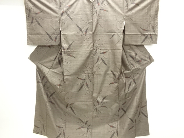 JAPANESE KIMONO / UNUSED / SILK / DORO OSHIMA TSUMUGI / WOVEN LEAVES